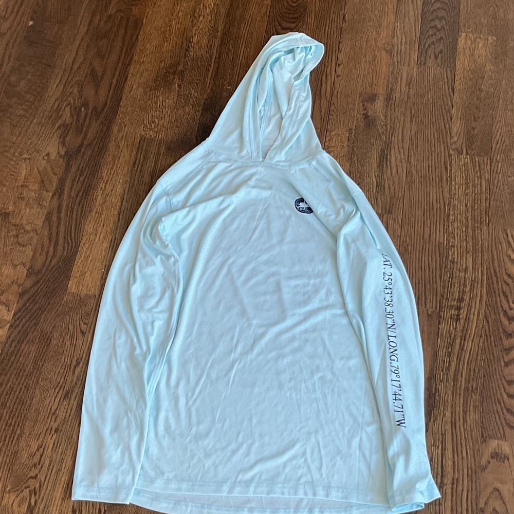 Light Blue Hooded Long Sleeve Shirt